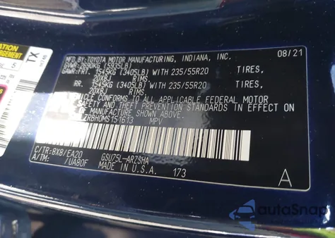 2021 Toyota Highlander Xse из США, поврежденный, VIN 5TDLZRBH0MS151613